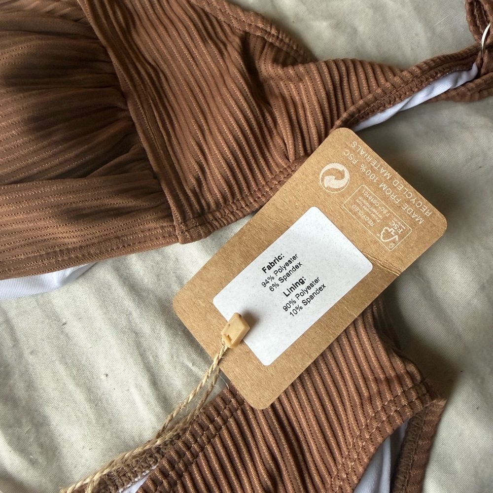 NWT Rihoas Brown Ribbed Bikini Set - Picture 6 of 7